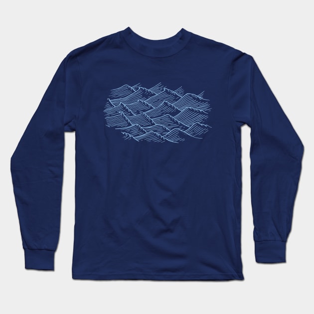 Hand Drawn Asian Waves Long Sleeve T-Shirt by TomCage